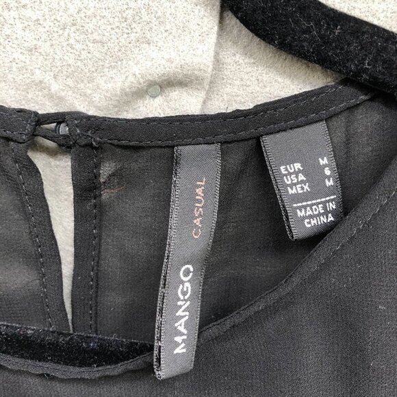 Mango Sleeveless Mini Dress Size 6 Black Navy Pleated A-Line Mesh Chest Formal - Picture 7 of 11